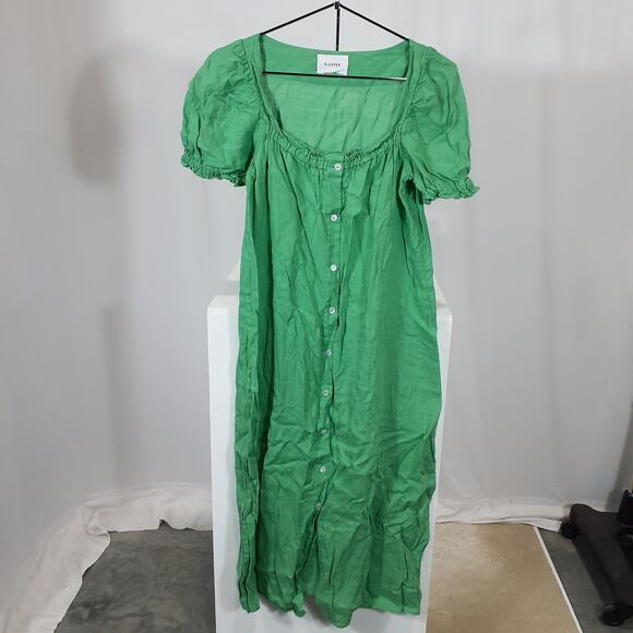 Sleeper + Net Sustain Brigitte Belted Linen Midi Dress Size M - Picture 2 of 5